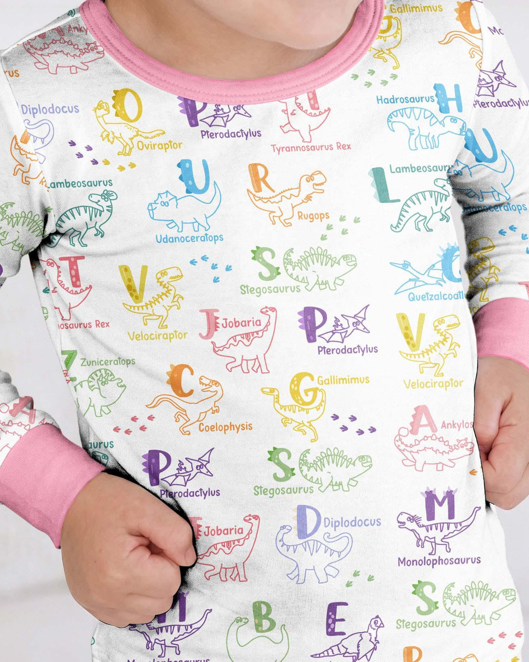 Dino Alphabet ABC Bamboo Two Piece Long Sleeve Pajama Set