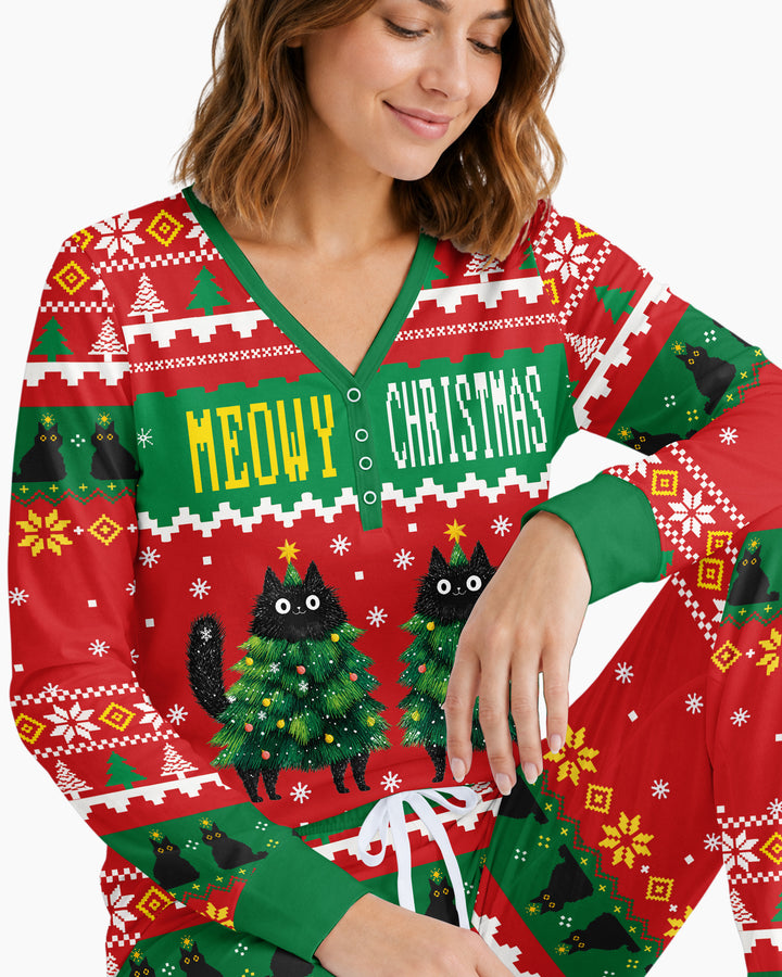 Meowy Christmas Bamboo Women Pajama Set