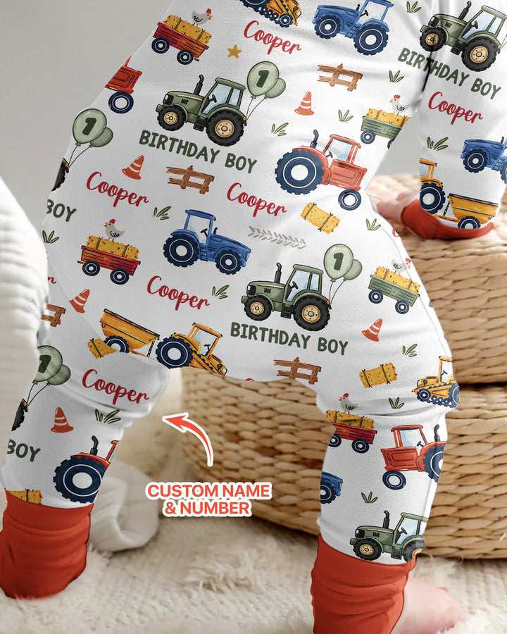 Custom Name and Age Tractor Birthday Boy Bamboo Convertible Zippy