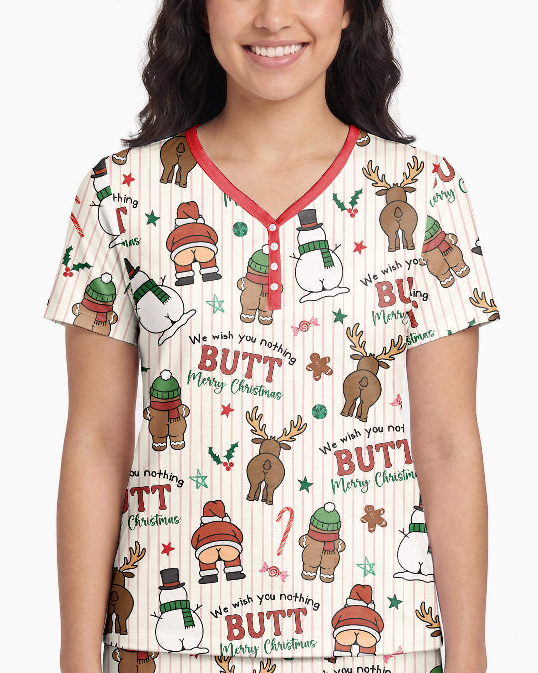 We Wish You Nothing Butt Merry Bamboo Women Short Sleeve Short Pajama Set