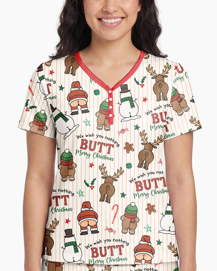 We Wish You Nothing Butt Merry Bamboo Women Short Sleeve Short Pajama Set