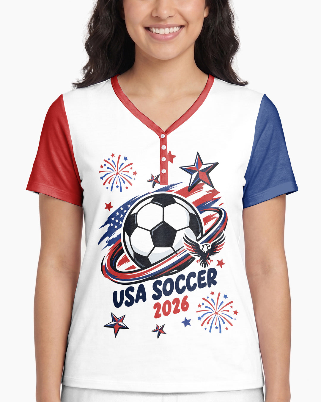 USA Soccer 2026 Family Matching Bamboo Women Short Sleeve Short Pajama Set