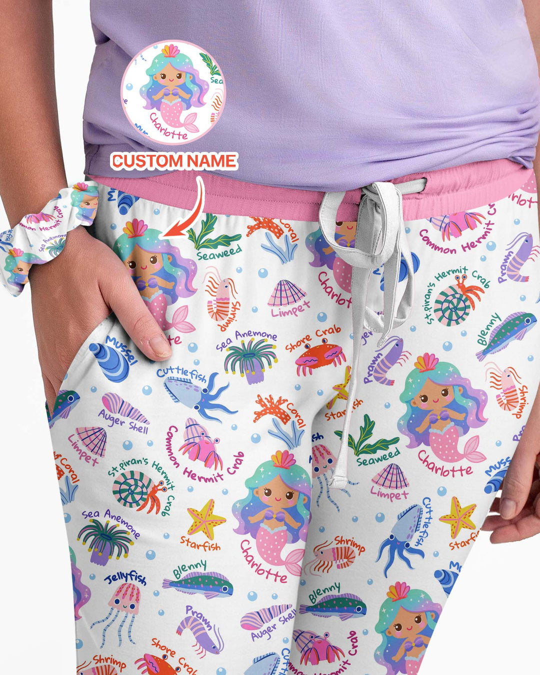 Personalized Cute Mermaid Bamboo Women Pajama Set