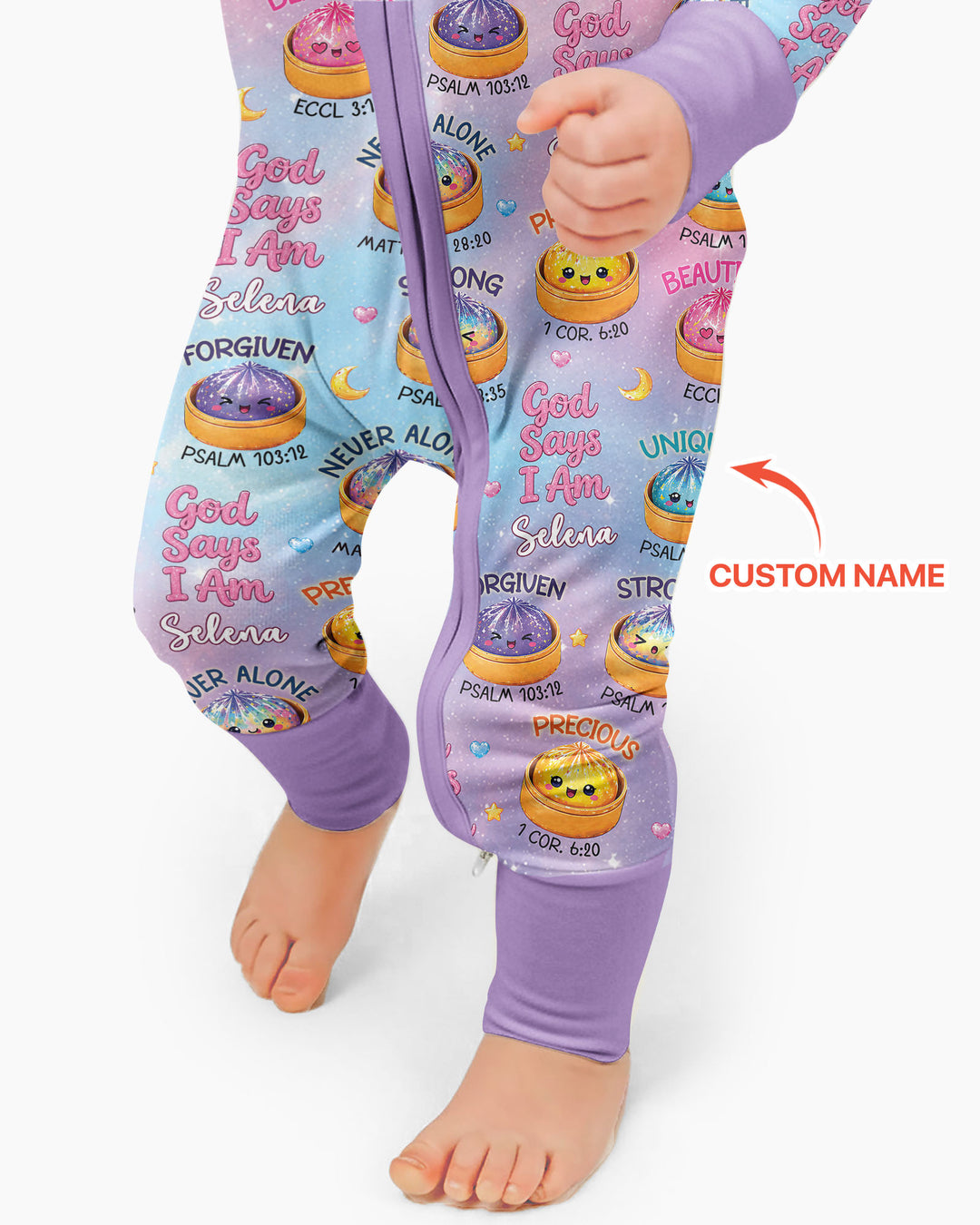 God Says I Am Glitter Dumpling Custom Name Bamboo Convertible Zippy