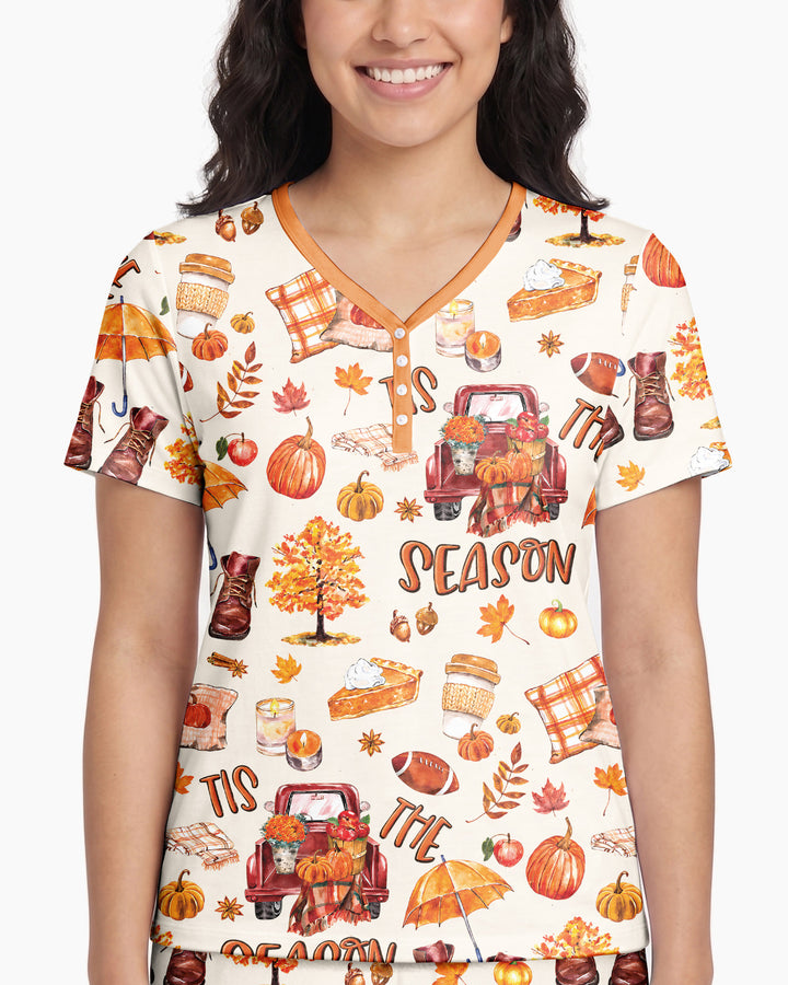 Fall Tis the Season Bamboo Women Short Sleeve Short Pajama Set