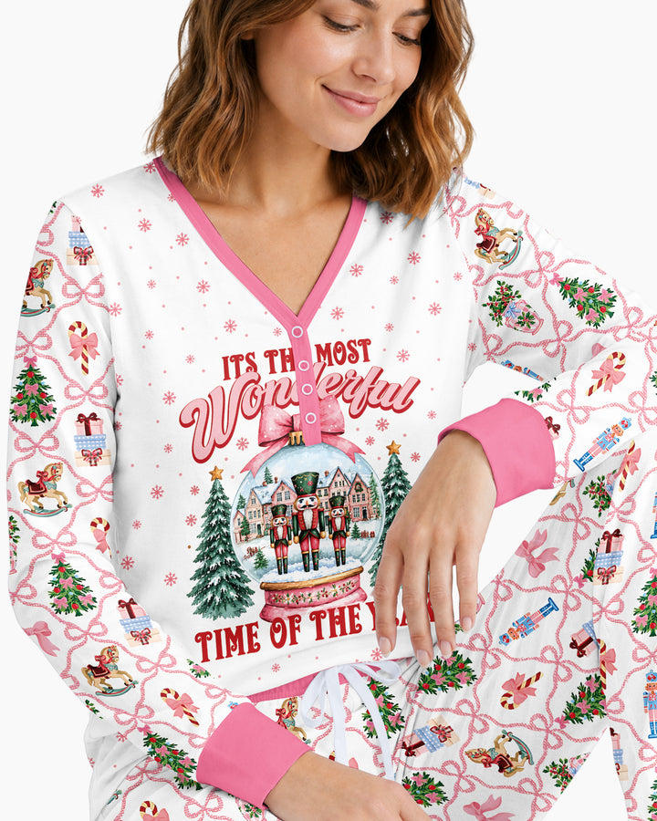 Nutcracker and Snow Globe It's Most Wonderful Time of The Year Bamboo Women Pajama Set