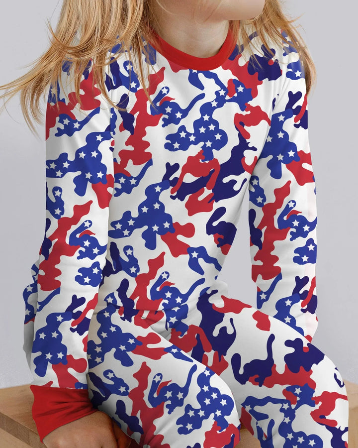 Patriot Camo Daddy & Me Matching Bamboo Two Piece Long Sleeve Pajama Set
