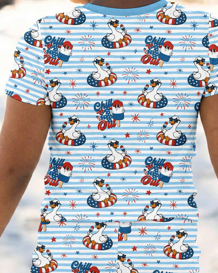 Chill the Fourth Out Bamboo Two Piece Short Sleeve Pajama Set
