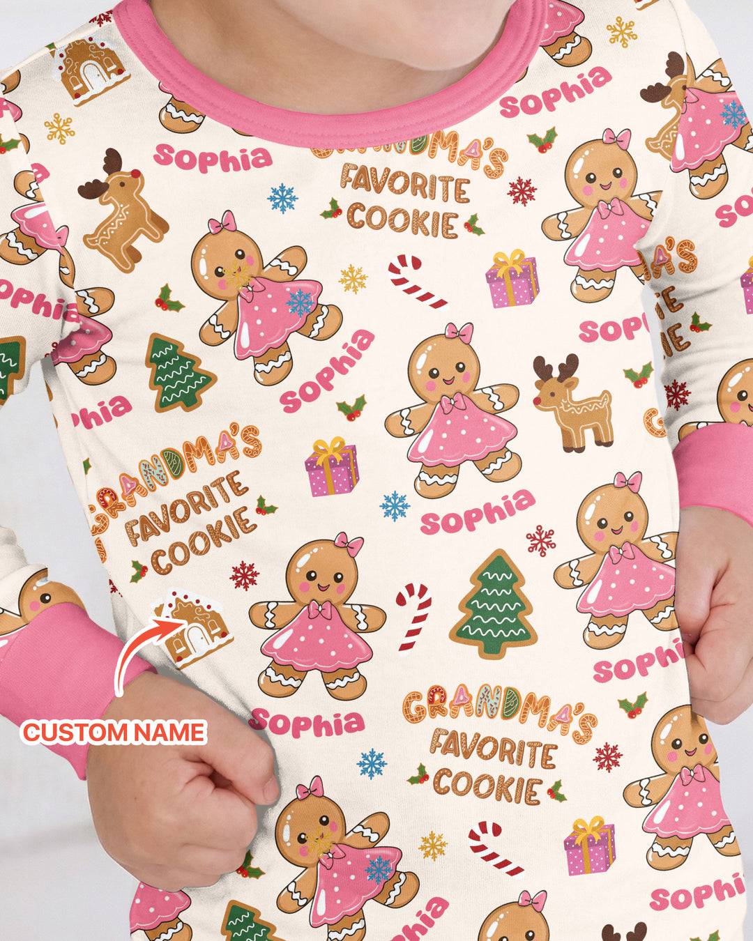 Personalized Grandma's Favorite Cookie Bamboo Two Piece Long Sleeve Pajama Set