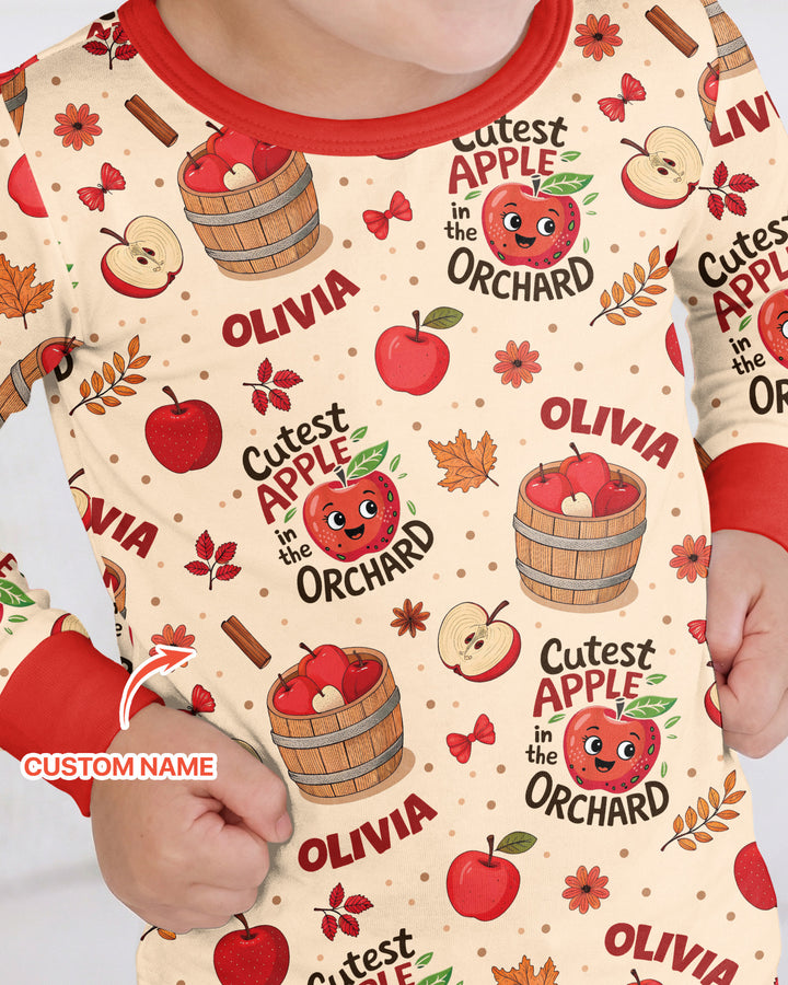 Cutest Apple In The Orchard Bamboo Two Piece Long Sleeve Pajama Set