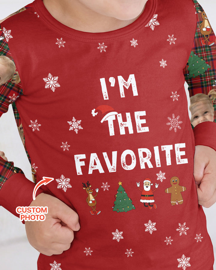 I'm The Favorite Christmas Funny Brother Sister Matching Bamboo Two Piece Long Sleeve Pajama Set