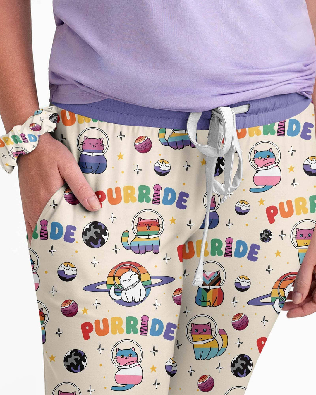 Rainbow Space Cats Family Matching Bamboo Women Pajama Set