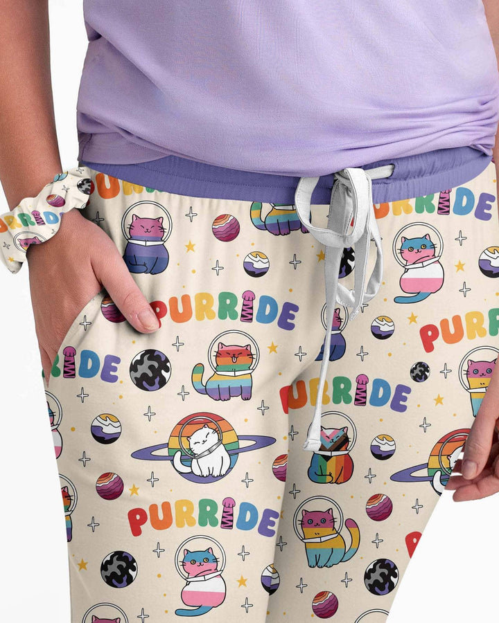 Rainbow Space Cats Family Matching Bamboo Women Pajama Set