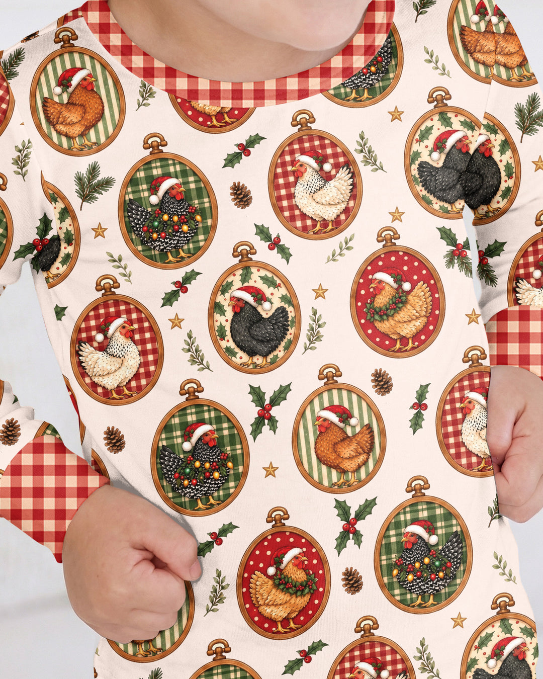 Chicken Merry Clucking Christmas Bamboo Two Piece Long Sleeve Pajama Set