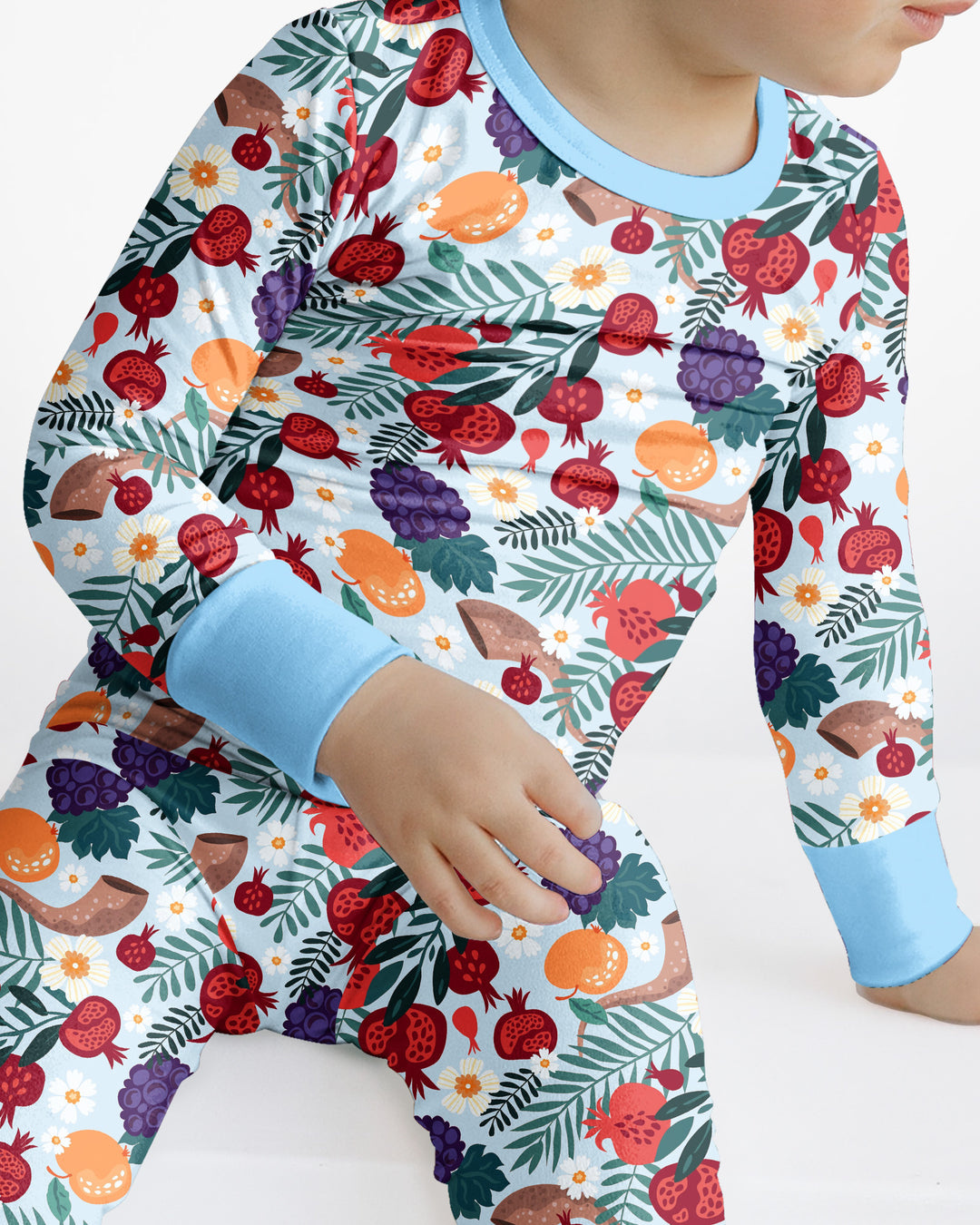 Pomegranate Blessings Night Family Matching Bamboo Two Piece Long Sleeve Pajama Set