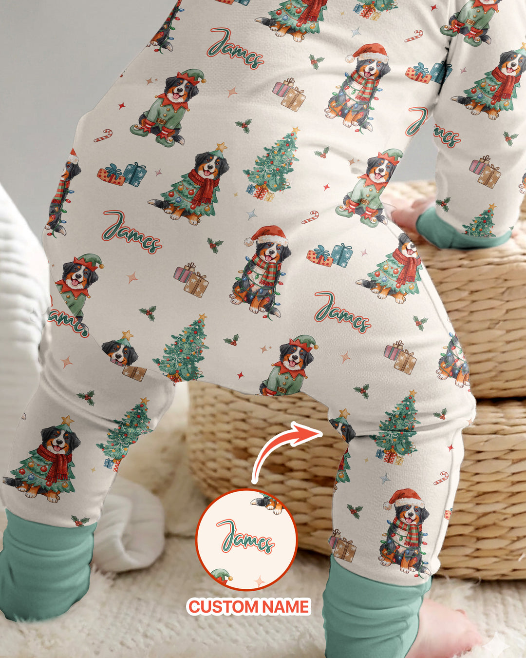 Christmas Bernese Mountain Dog Family Matching Bamboo Convertible Zippy