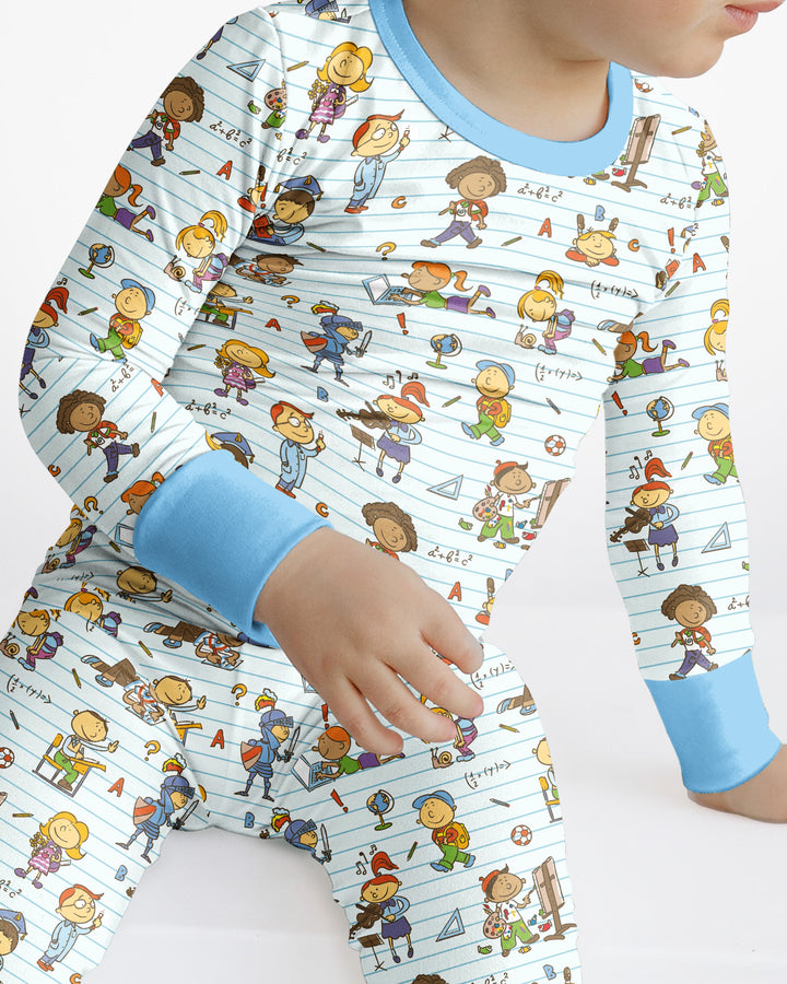 School Days Adventure Bamboo Two Piece Long Sleeve Pajama Set