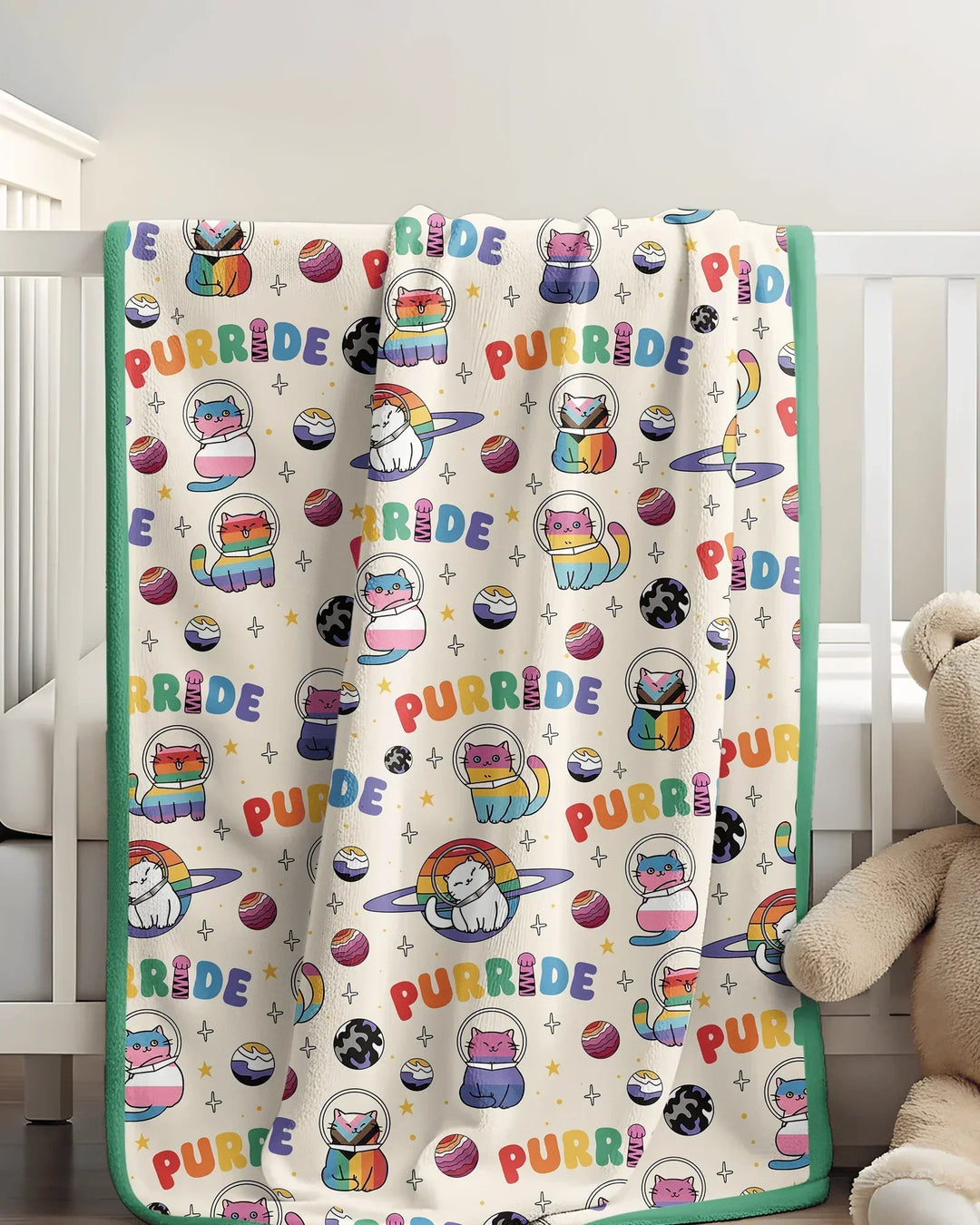Rainbow Space Cats Family Matching Bamboo Blanket