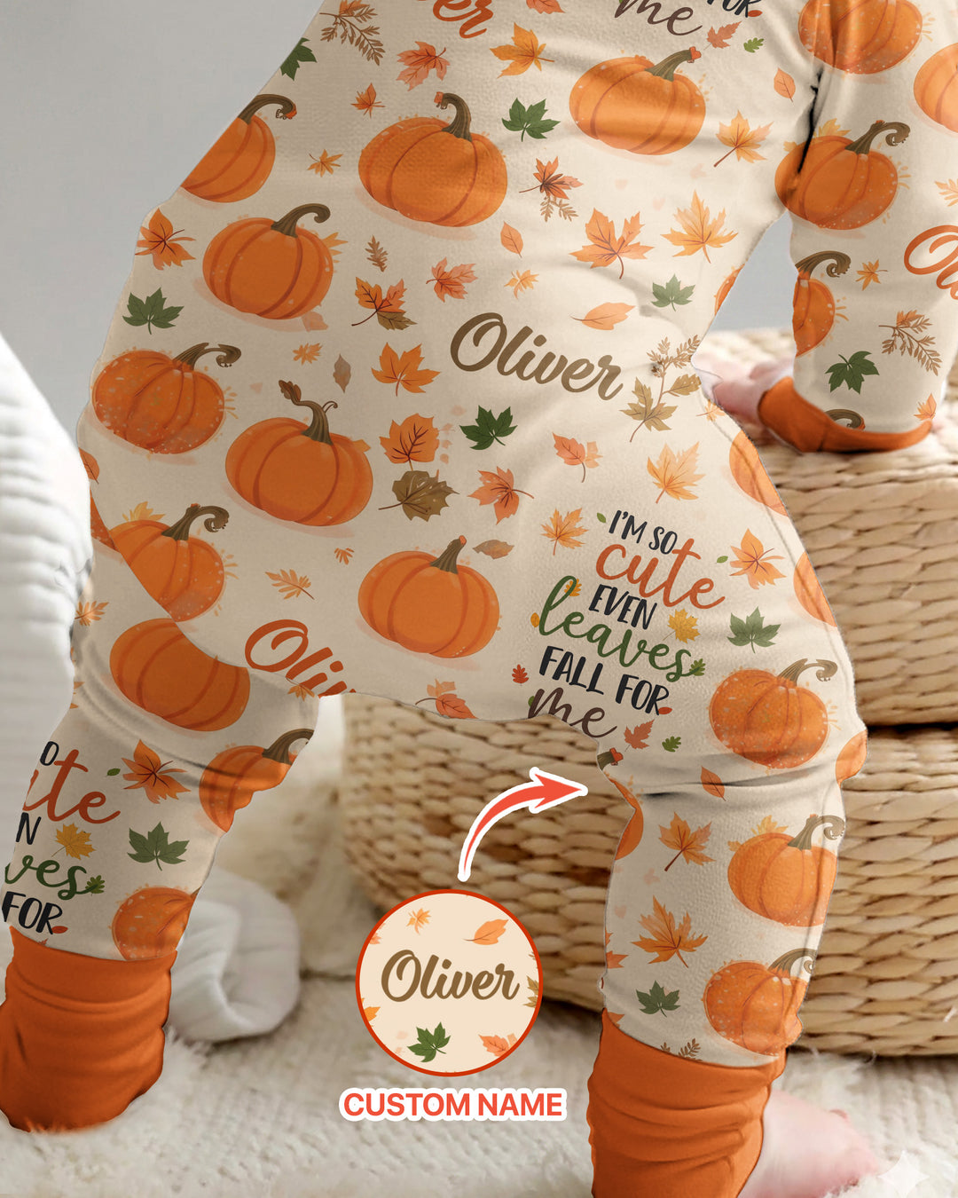 Custom Name I'm So Cute Even Leaves Fall for Me Bamboo Convertible Zippy