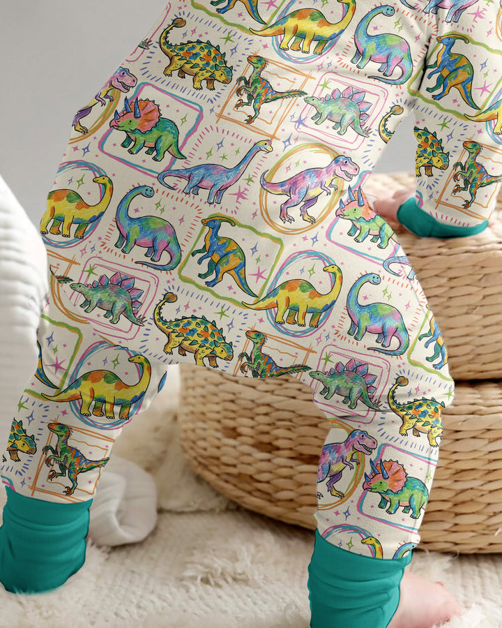 Colorful Dino Sketchbook Bamboo Convertible Zippy