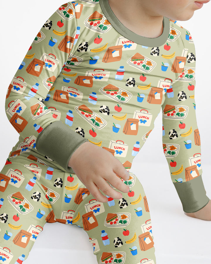 Happy School Lunch Bamboo Two Piece Long Sleeve Pajama Set