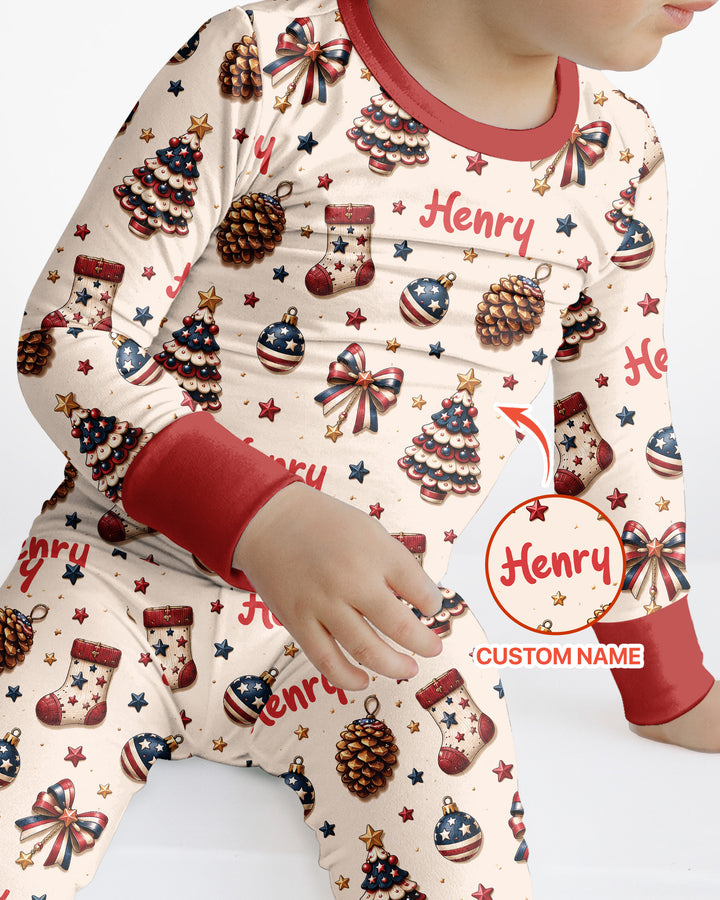 Proud Of American Baby Bamboo Two Piece Long Sleeve Pajama Set