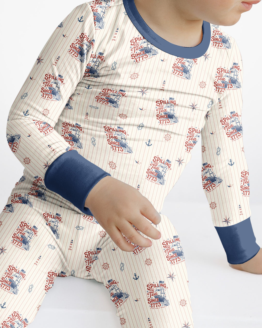 Spilling The Tea Since 1773 Family Matching Bamboo Two Piece Long Sleeve Pajama Set