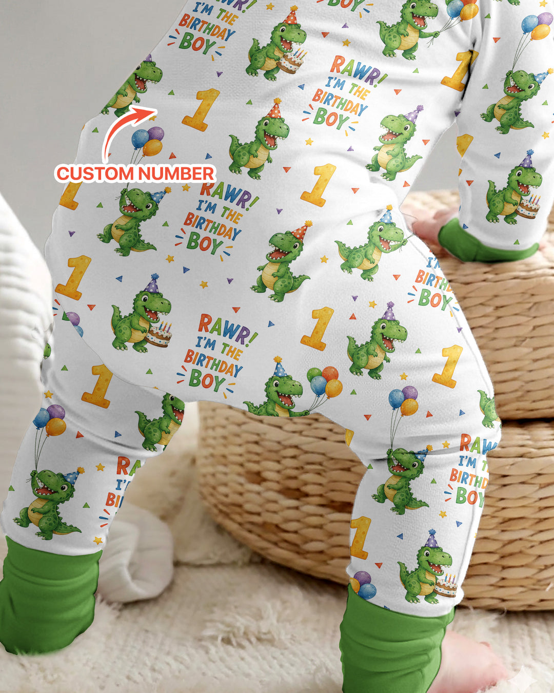 Personalized Dinosaur Birthday Boy Bamboo Convertible Zippy