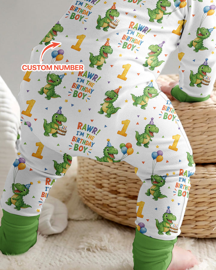 Personalized Dinosaur Birthday Boy Bamboo Convertible Zippy