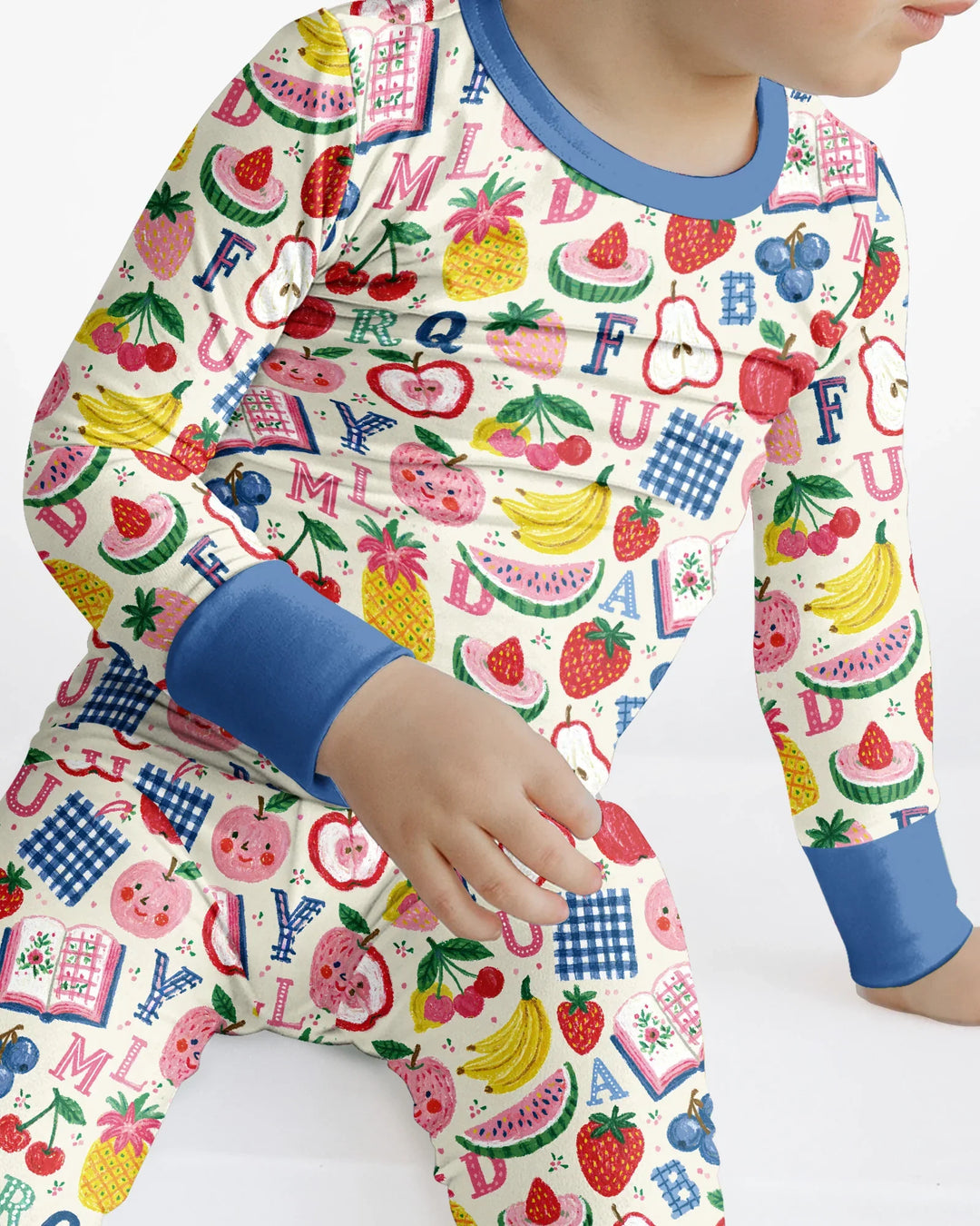 Back To School Fruit Alphabet Bamboo Two Piece Long Sleeve Pajama Set