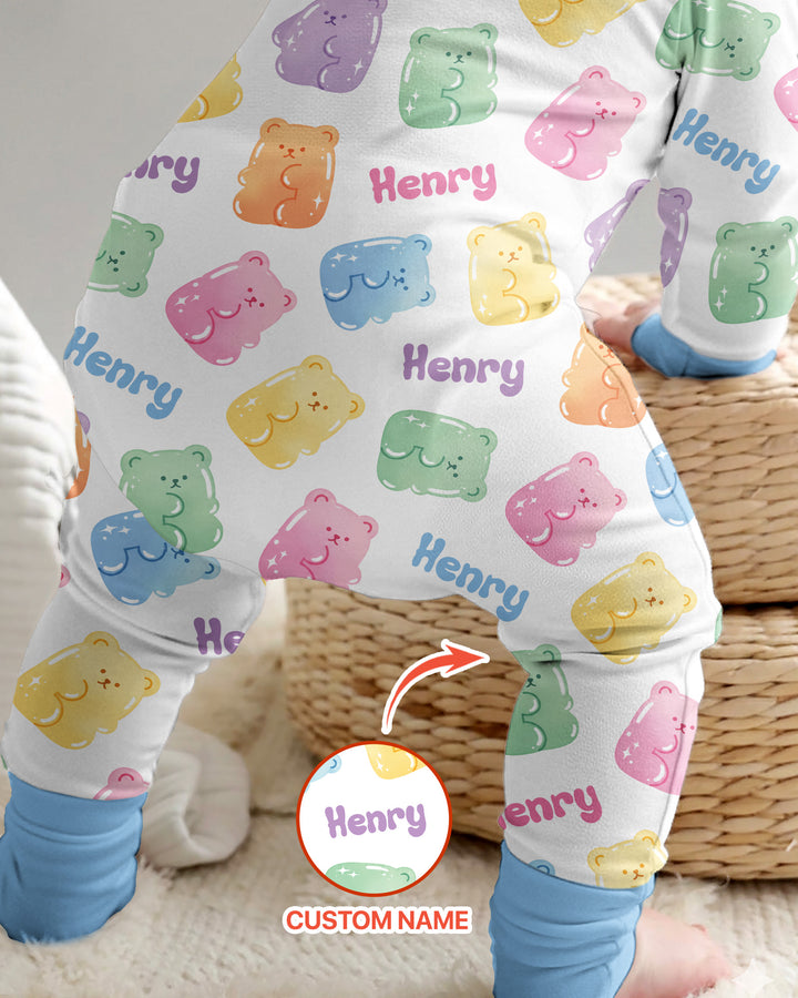 Kawaii Jelly Gummy Bears Custom Name Bamboo Convertible Zippy