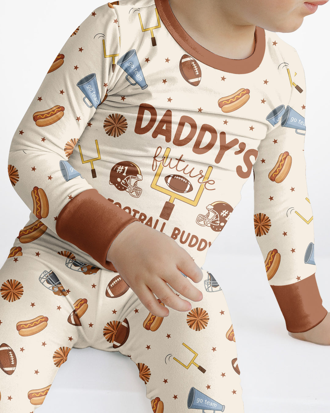 Daddy's Future Football Buddy Bamboo Two Piece Long Sleeve Pajama Set