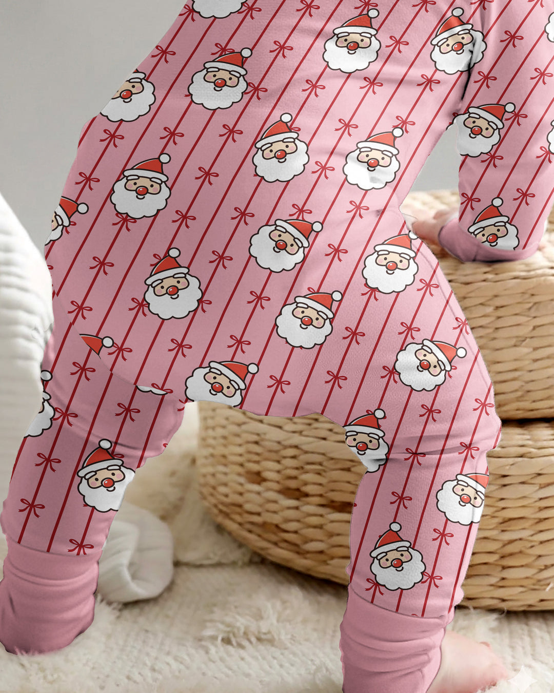 Pink Santa Bow Stripe Christmas Bamboo Convertible Zippy