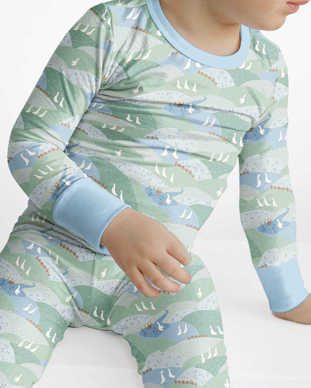 Wandering Geese Family Matching Bamboo Two Piece Long Sleeve Pajama Set