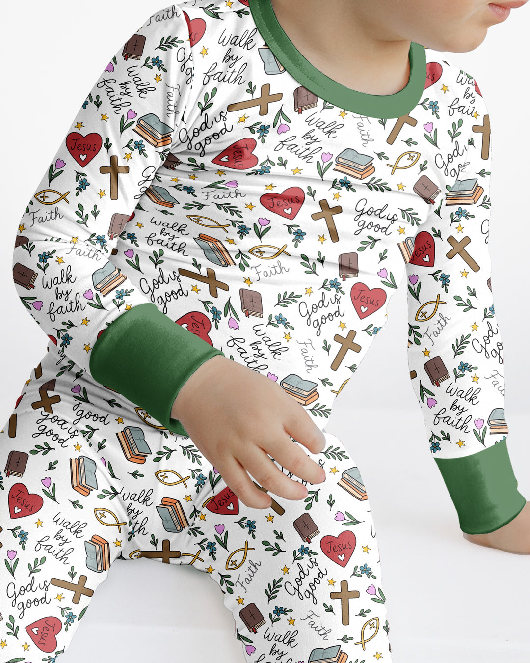 Love Jesus God Is Good Bamboo Two Piece Long Sleeve Pajama Set
