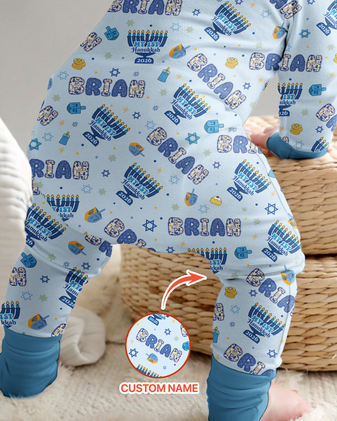 Custom name My First Hanukkah 2026 Bamboo Convertible Zippy