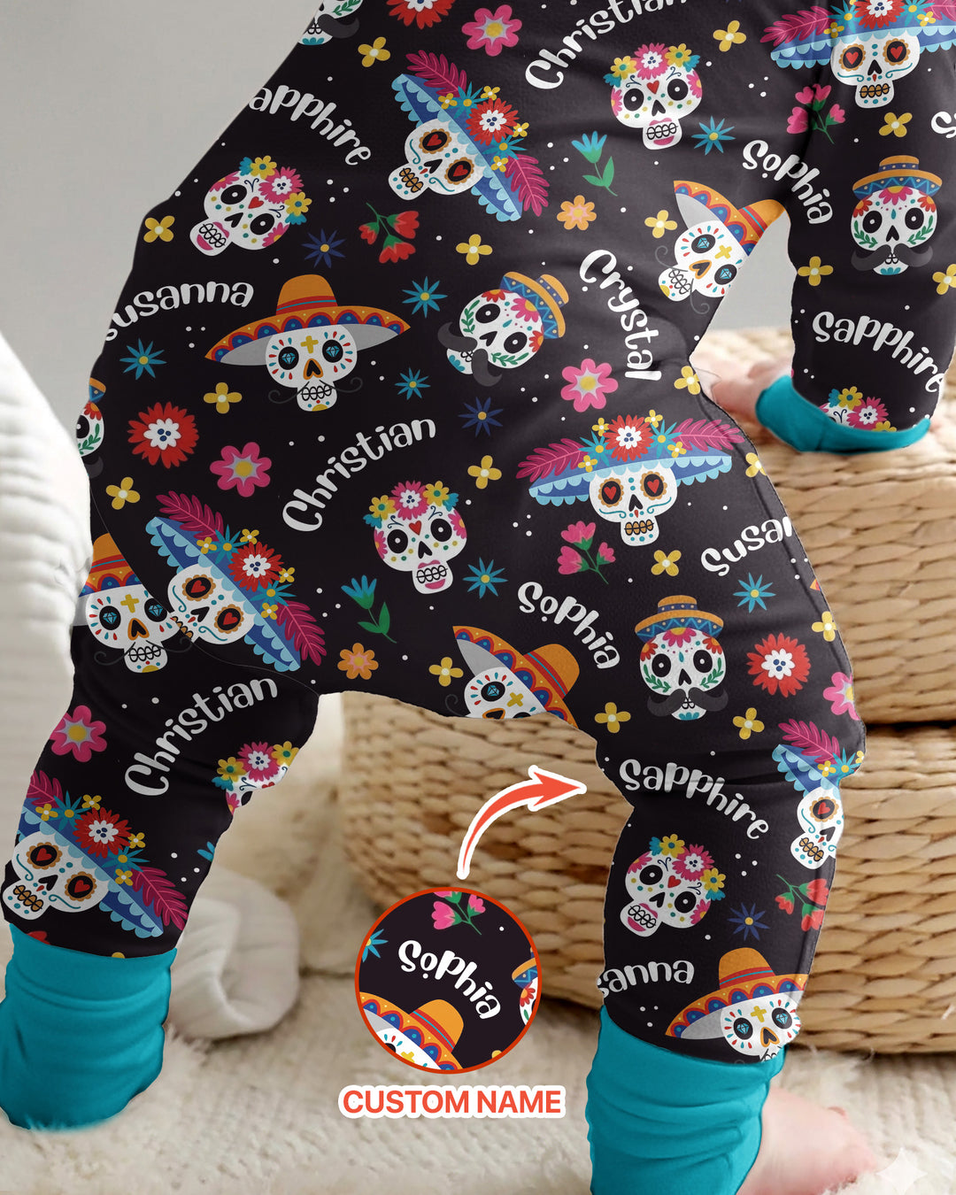 Custom Name Dia De Los Muertos Bamboo Convertible Zippy