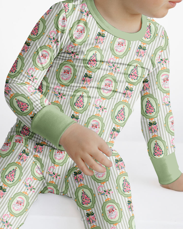 Vintage Christmas Keepsake  Bamboo Two Piece Long Sleeve Pajama Set