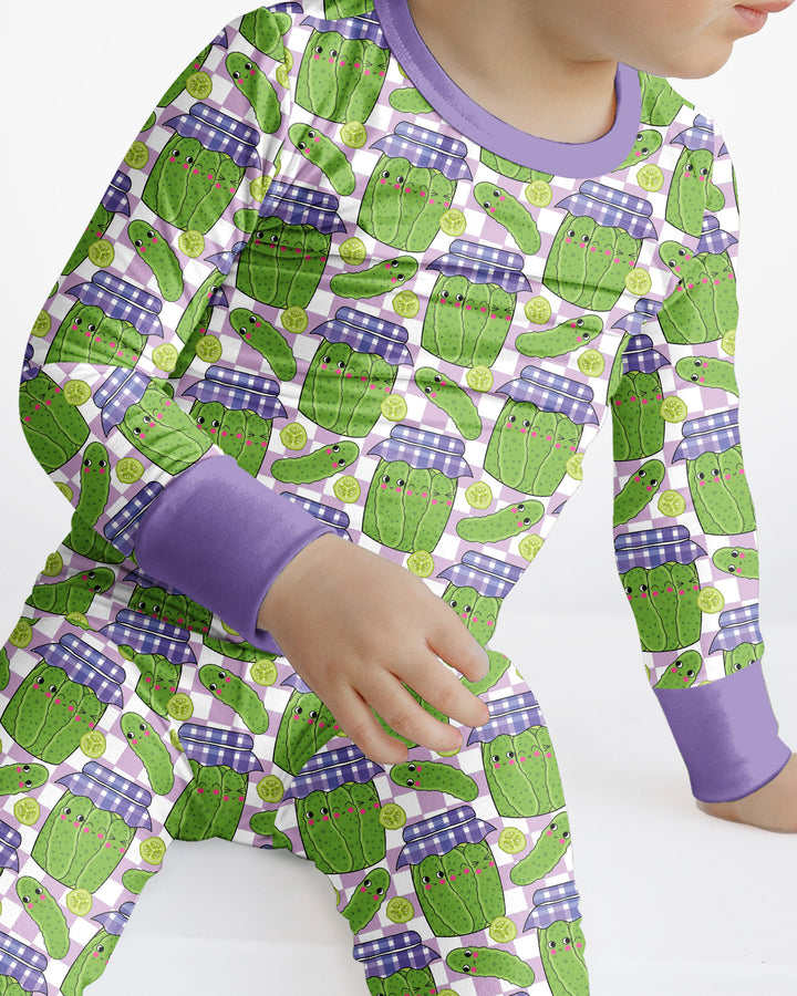 Kawaii Pickle Jar Bamboo Two Piece Long Sleeve Pajama Set
