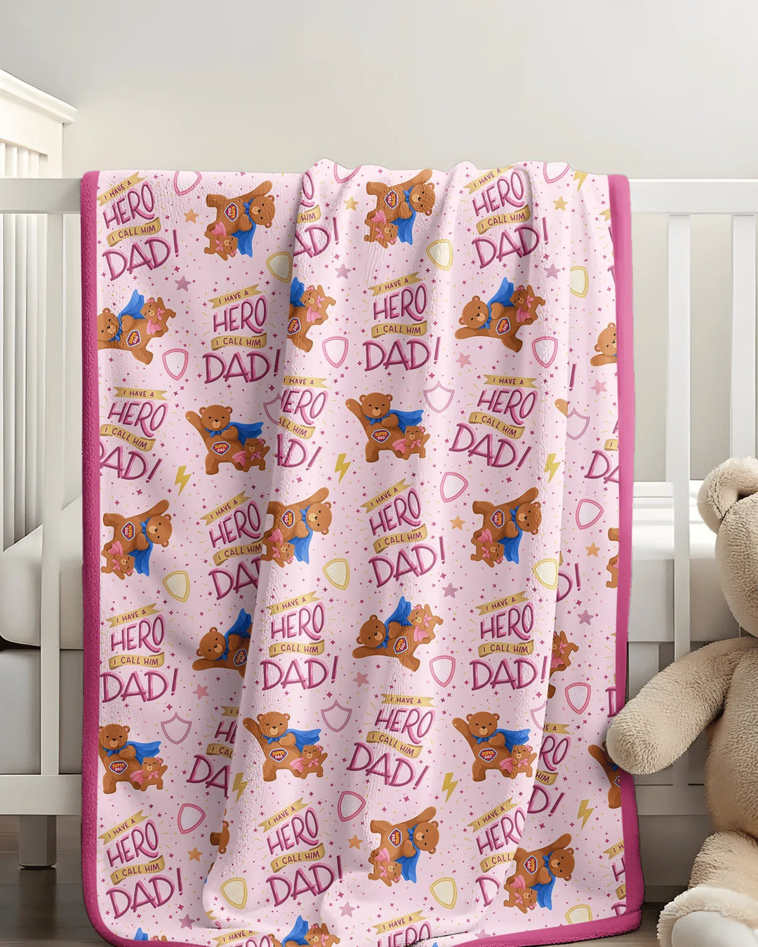 I Have A Hero Daddy & Me Matching Bamboo Blanket