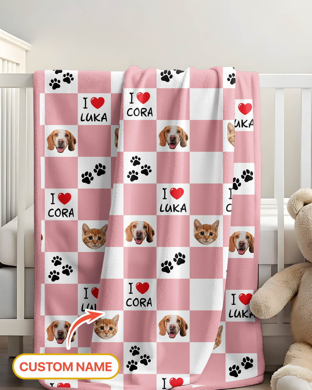 Custom Photo I Love My Best Friend Dog/Cat Bamboo Blanket