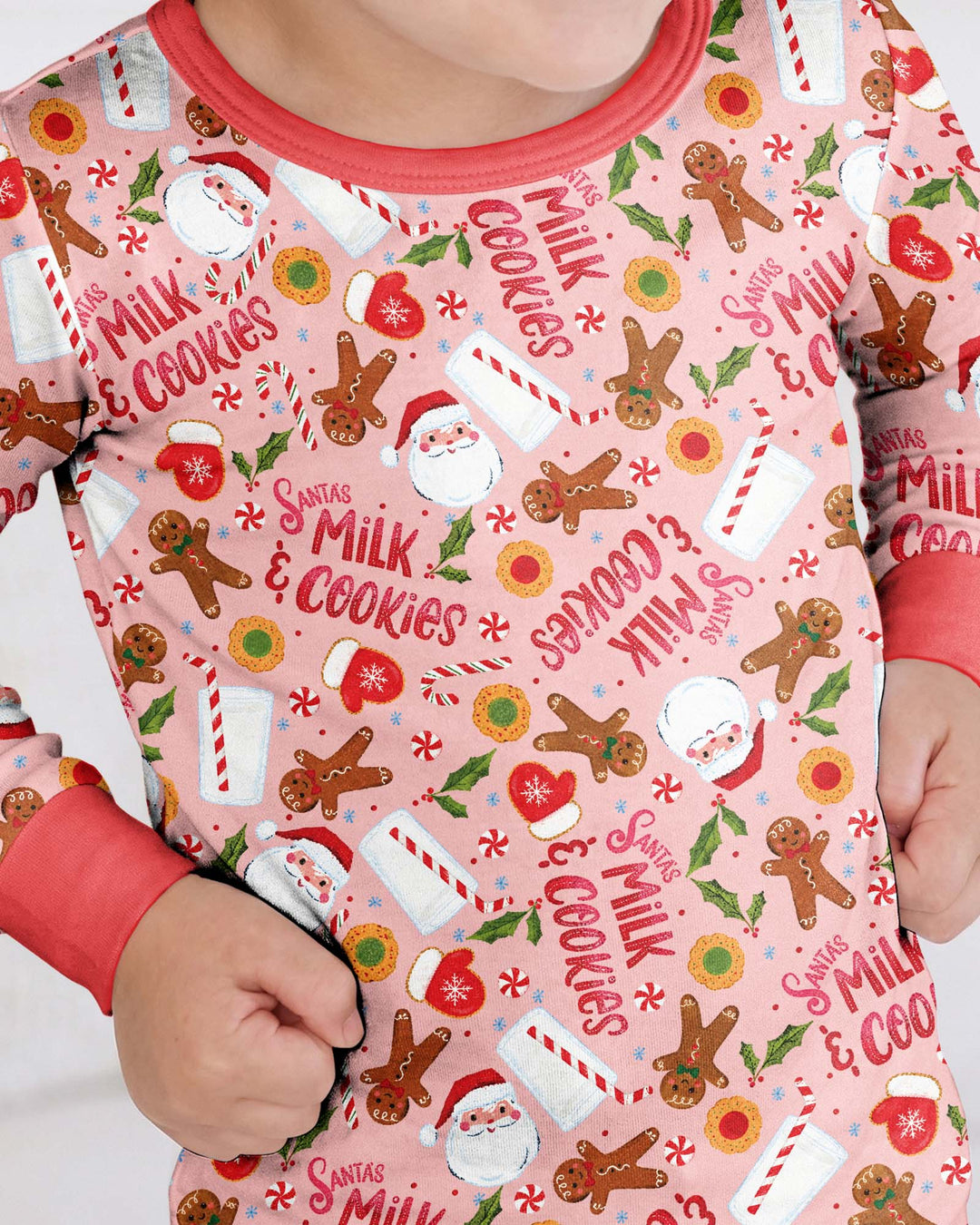 Santas, Milk and Cookies Bamboo Two Piece Long Sleeve Pajama Set
