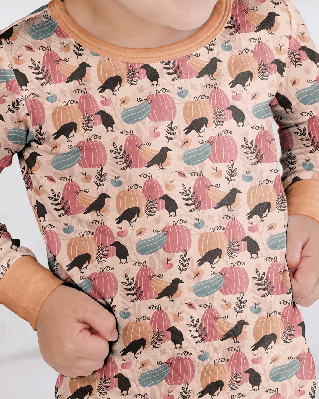 Pastel Pumpkin Patch Bamboo Two Piece Long Sleeve Pajama Set