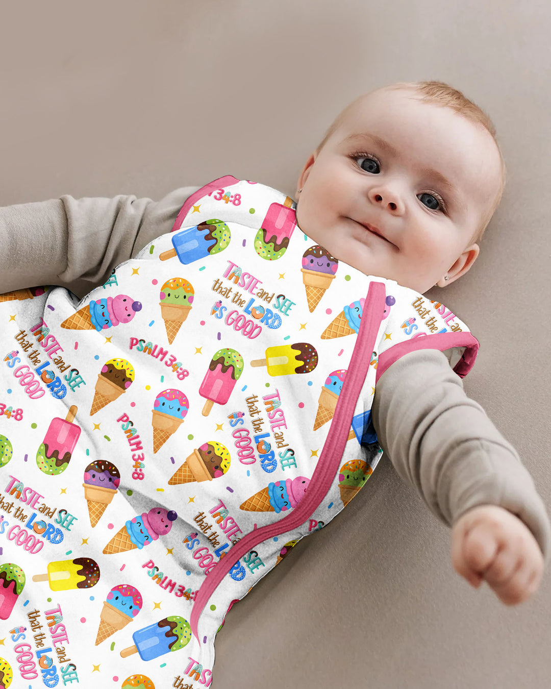 Jesus Summer Ice Cream Taste and See That The Lord Is Good Bamboo Sleep Bag
