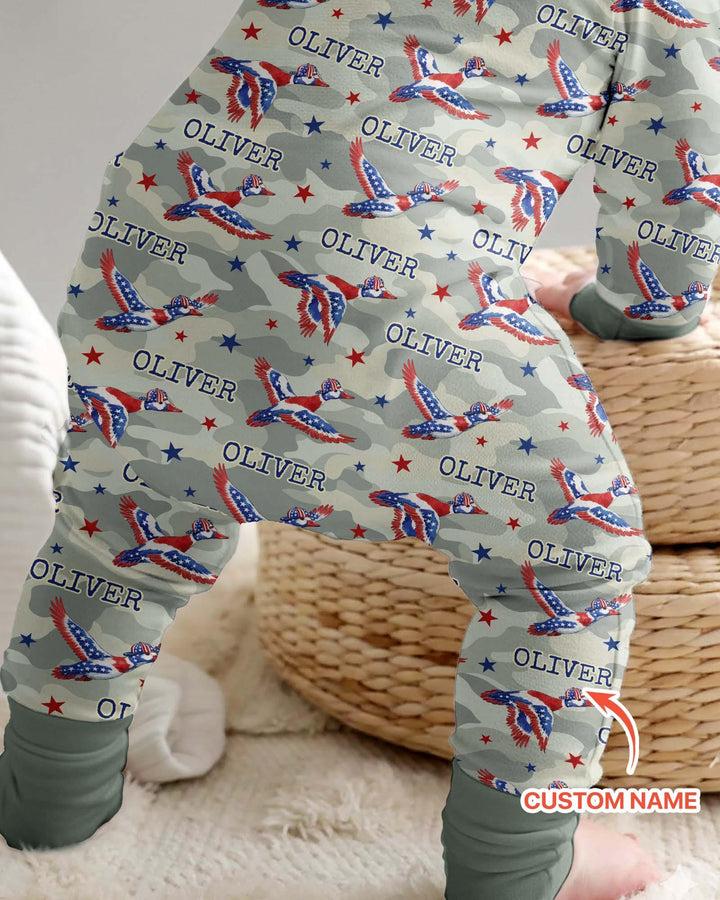 Custom Name America Mallard Duck Family Matching Bamboo Convertible Zippy
