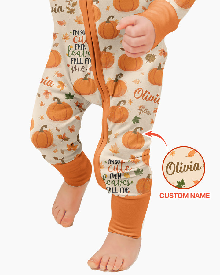 Custom Name I'm So Cute Even Leaves Fall for Me Bamboo Convertible Zippy
