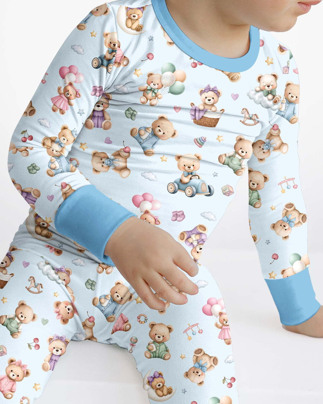 Kawaii Teddy Bamboo Two Piece Long Sleeve Pajama Set
