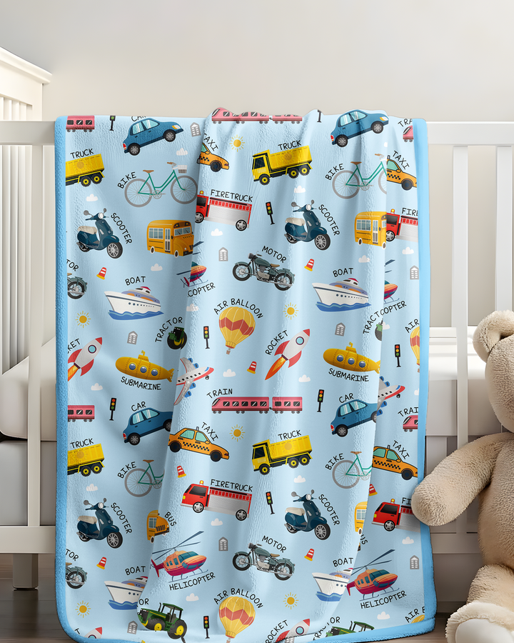 Vehicle Vocabulary Bamboo Blanket