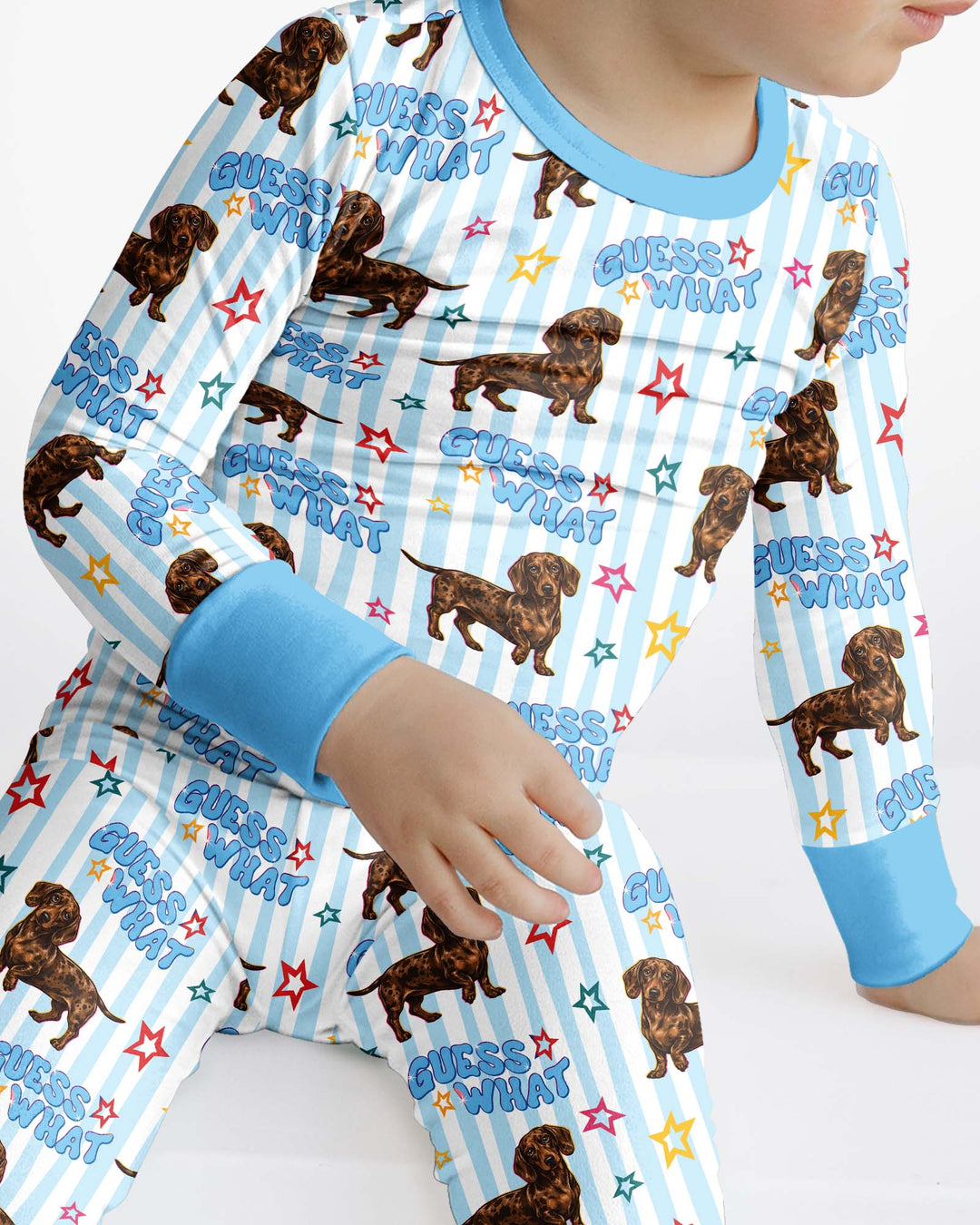 Guess What? Wiener Butt! Bamboo Two Piece Long Sleeve Pajama Set
