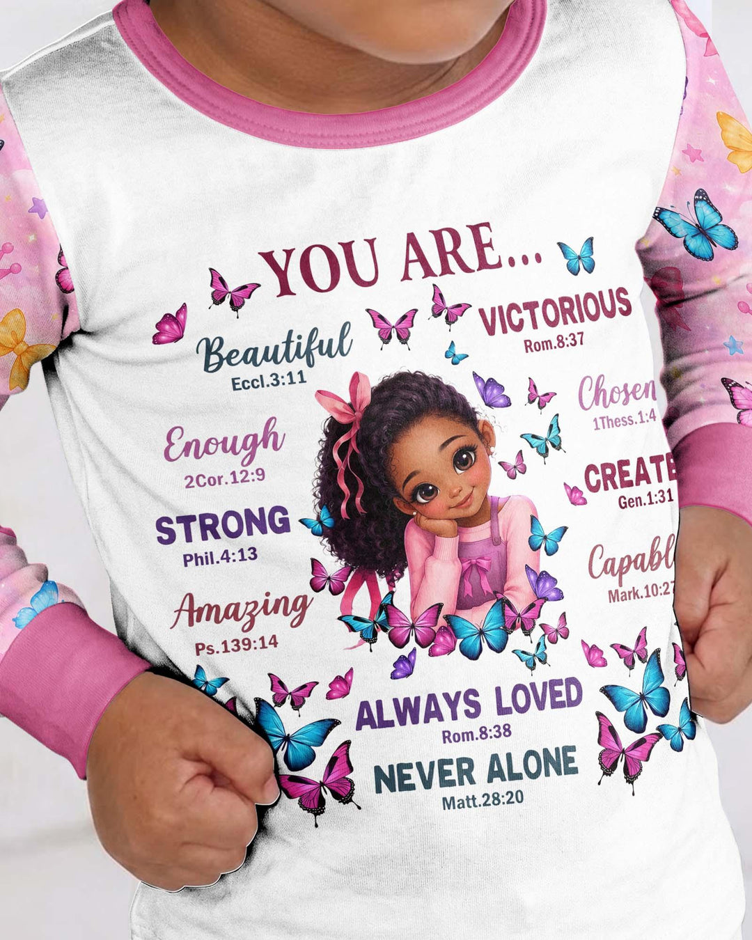 Black Girl Religious You Are Beautiful Bamboo Two Piece Long Sleeve Pajama Set